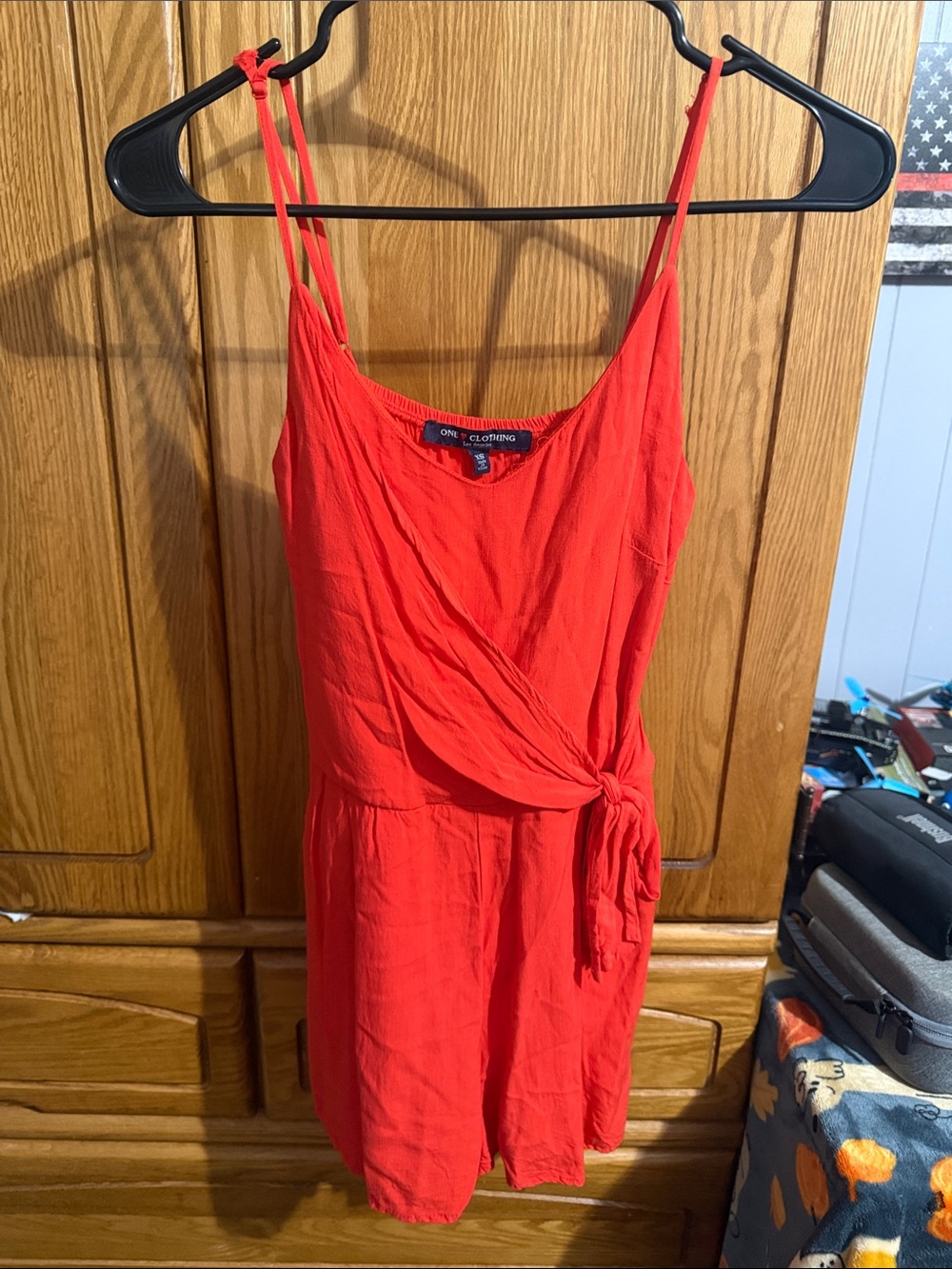 one clothing Red Wrap-Style Mini Dress